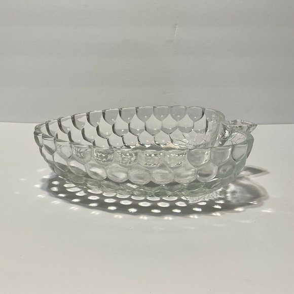 10”  raspberry blackberry Berry shaped bowl candy salad dish clear Textured Leaf - Picture 8 of 8
